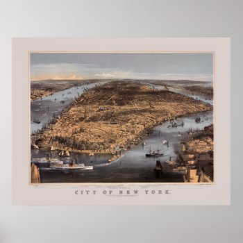 High Over New York City In 1856 Poster by ArchiveAmericana at Zazzle