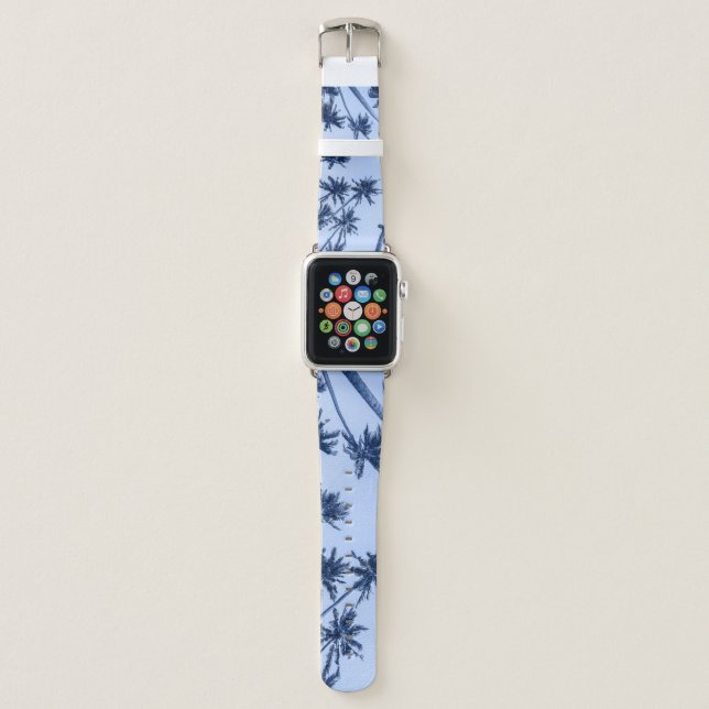 High palm trees, clear blue sky. apple watch band (Front)