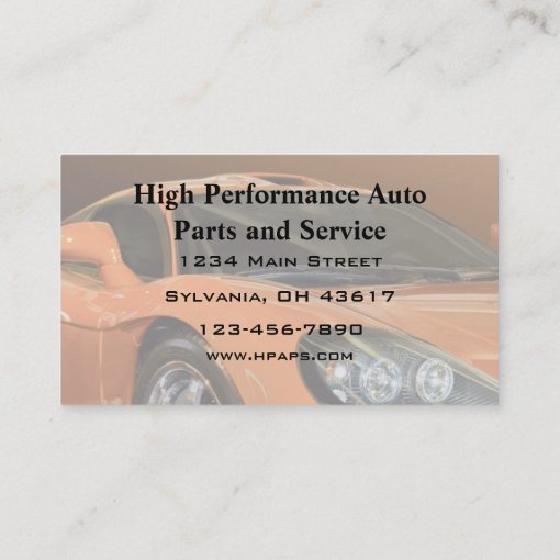 High Performance Auto Sales and Service Business Card Zazzle