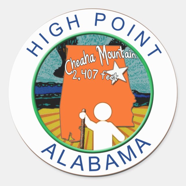 HIGH POINT ALABAMA  CHEAHA MT. CLASSIC ROUND STICKER (Front)
