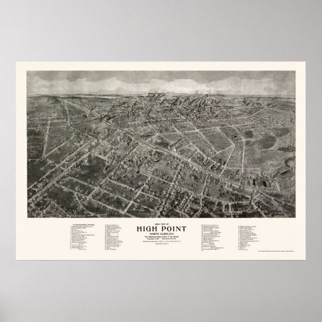 High Point, NC Panoramic Map - 1913 Poster (Front)