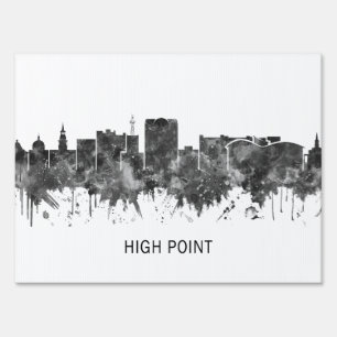 High Point North Carolina Skyline BW Sign