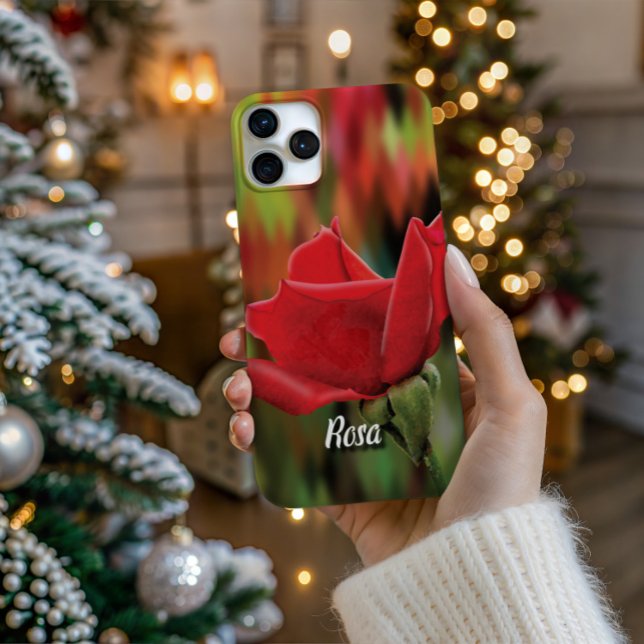 High-Poly Rose Bud - Artistic Geometric Phone Case (Personalize Your Tech! Add a custom name to this artistic phone case. It's the perfect unique gift!)