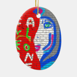 High Priestess Face Never Alone Graffiti Art Ceramic Ornament