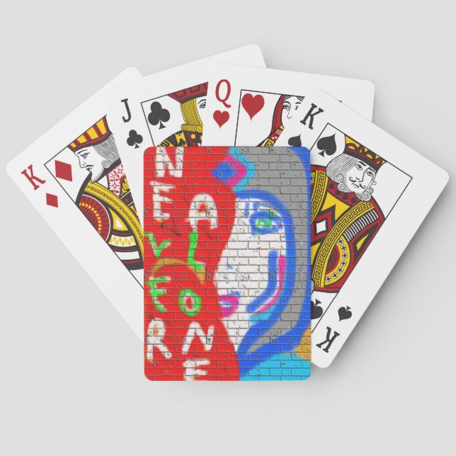 High Priestess Face Never Alone Graffiti Art Poker Cards (Back)