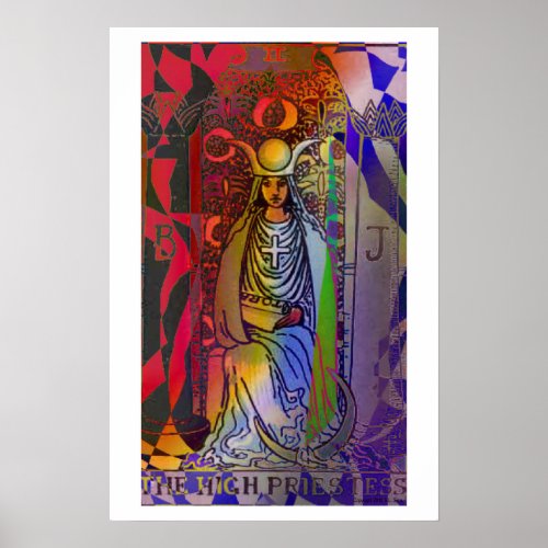 High Priestess Tarot Card Psychedelic Poster
