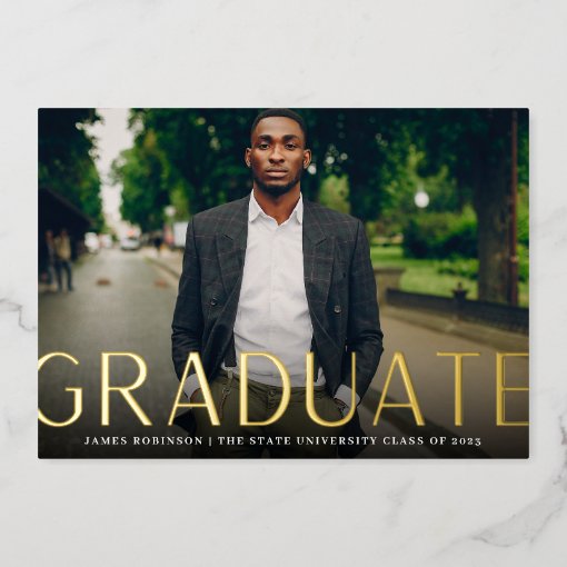 High Profile | Photo Foil Graduation Announcement | Zazzle