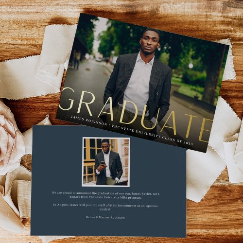 High Profile  Photo Foil Graduation Announcement