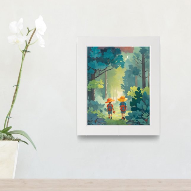 High Quality ART PRINT, KIDS IN FOREST POSTER  (Entryway)