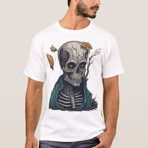 High_Quality Cartoon Skeleton Sticker T_shirt