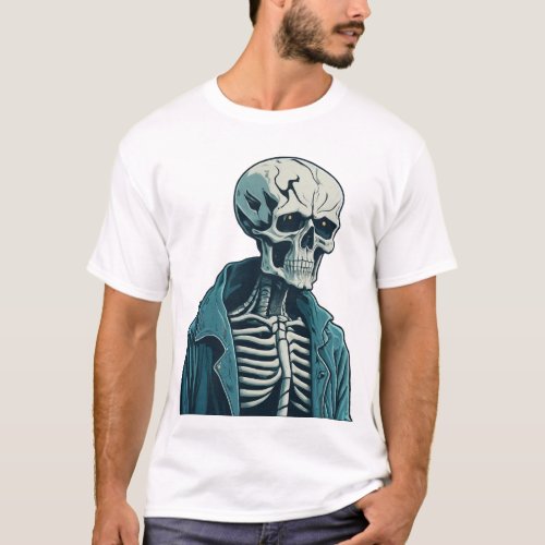 High_Quality Cartoon Skeleton Sticker T_shirts 