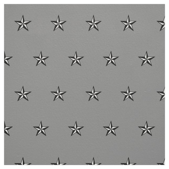 High Quality Cotton Gray Nautical Star Fabric (Swatch)