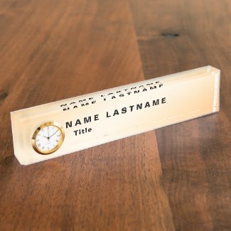 High quality desk name plate with clock
