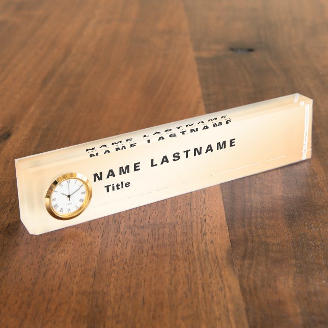 High quality desk name plate with clock (Side)