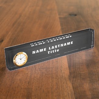 High quality desk name plate with clock