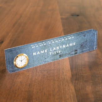 High quality desk name plate with clock