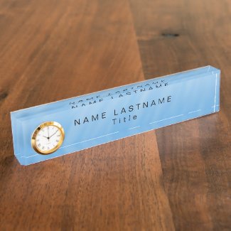 High quality desk name plate with clock