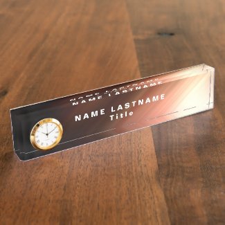 High quality desk name plate with clock