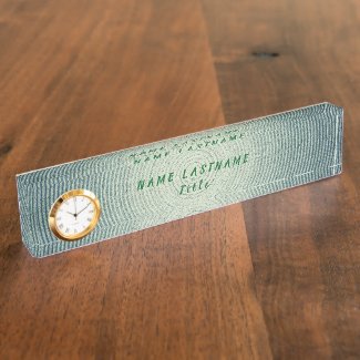 High quality desk name plate with clock