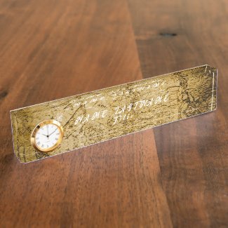 High quality desk name plate with clock