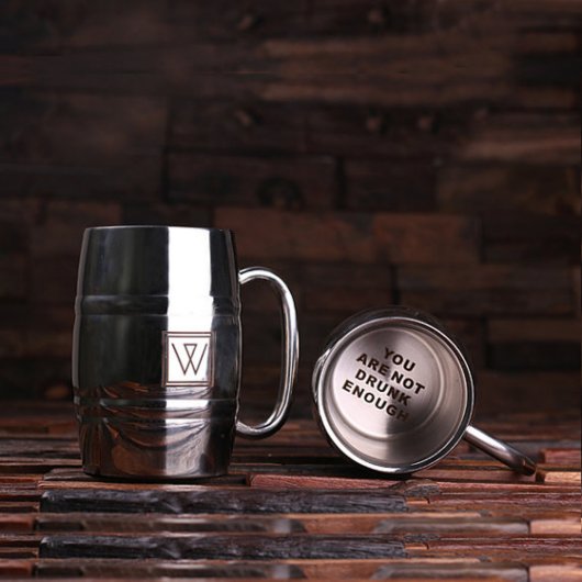 High Quality Etched Monogram 14 oz. Steel Beer Mug (Front)
