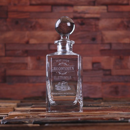 High Quality Etched Whiskey Glass Decanter (Front)