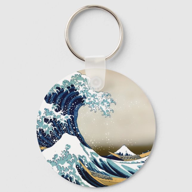 High Quality Great Wave off Kanagawa by Hokusai Keychain (Front)
