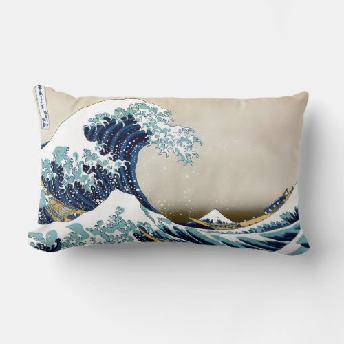 High Quality Great Wave off Kanagawa by Hokusai Lumbar Pillow