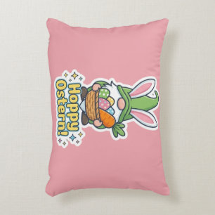High-quality "Hoppy Easter" gnome illustration Accent Pillow