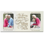 High Quality Memorial Double Picture Frame<br><div class="desc">This touching memorial double frame is laser engraved to honor loved ones who are no longer with us. Complete with a sentimental verse reading "In loving memory of those who are forever present in our hearts". This frame will be a tender reminder of your loved ones in your home or...</div>