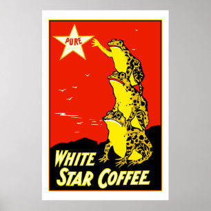 High quality retro vintage White Star Coffee ad Poster