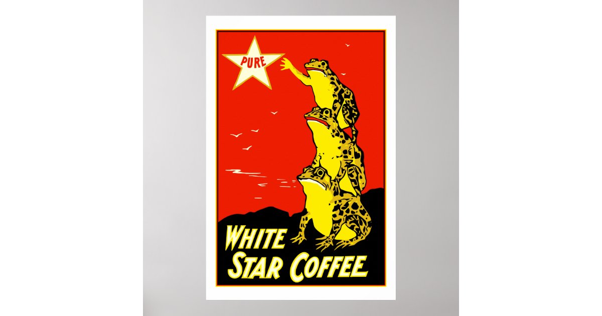 White Star Coffee Frogs Vintage Poster Advertisement Reproduction FREE SH