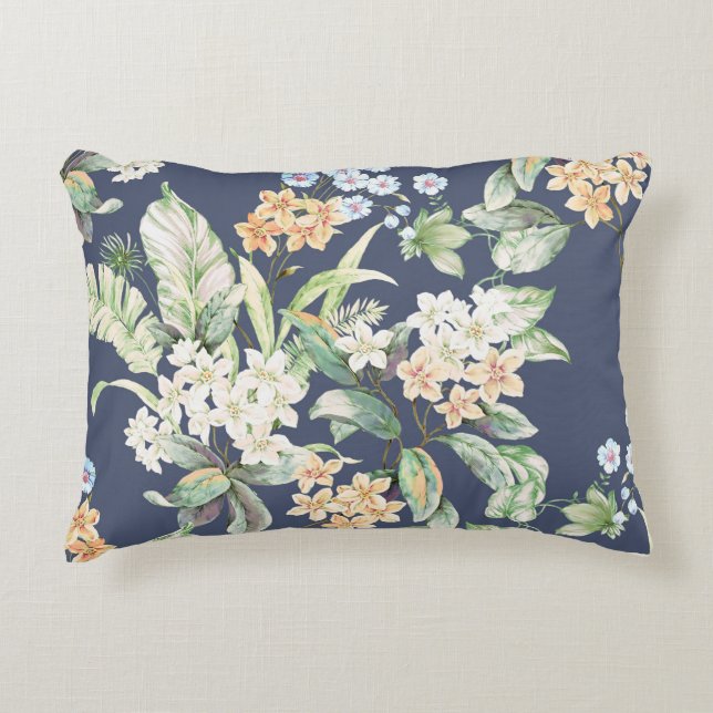 high-quality set of various watercolor flowersabst accent pillow (Front)