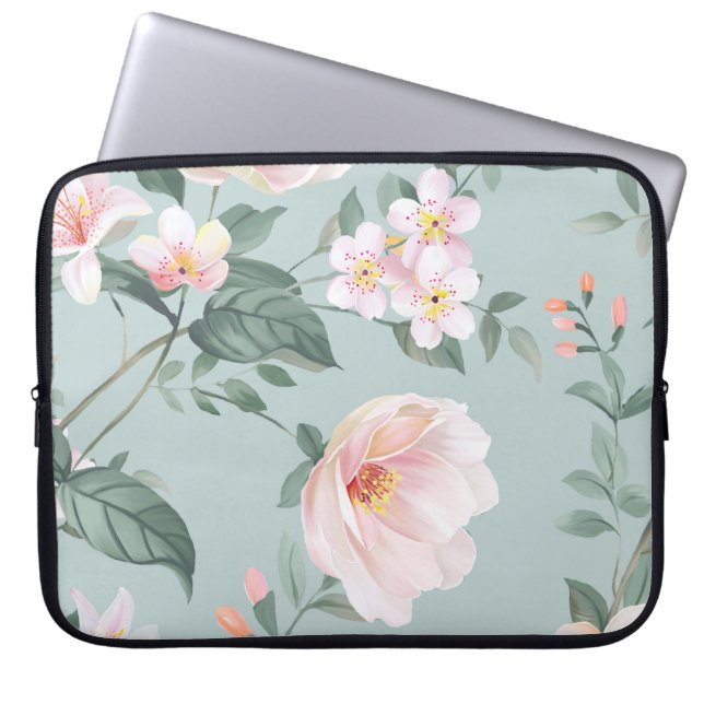 high-quality set of various watercolor flowersflow laptop sleeve (Front)