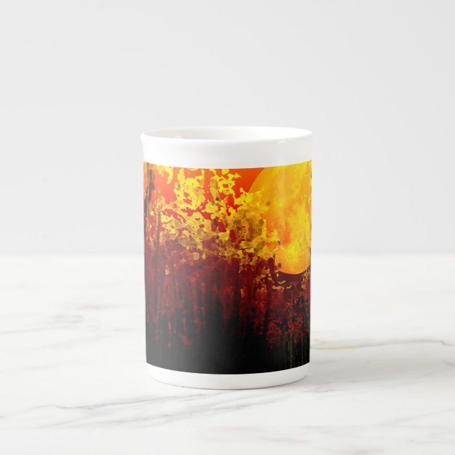 High-Quality Sunset  Bone China Mug (Front)