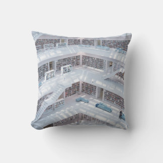 HIGH-RAISE PHOTOGRAPHY OF LIBRARY THROW PILLOW