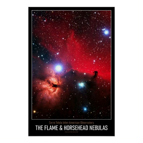High Res Astronomy The Flame and Horsehead Nebulas Poster