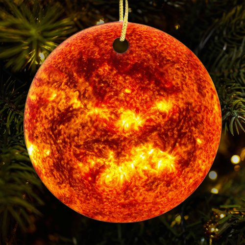 High Resolution Sun Solar System Christmas Tree Ceramic Ornament