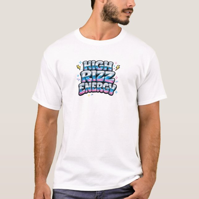 High RIZZ Energy Y2K Retro Bubble T-Shirt (Front)
