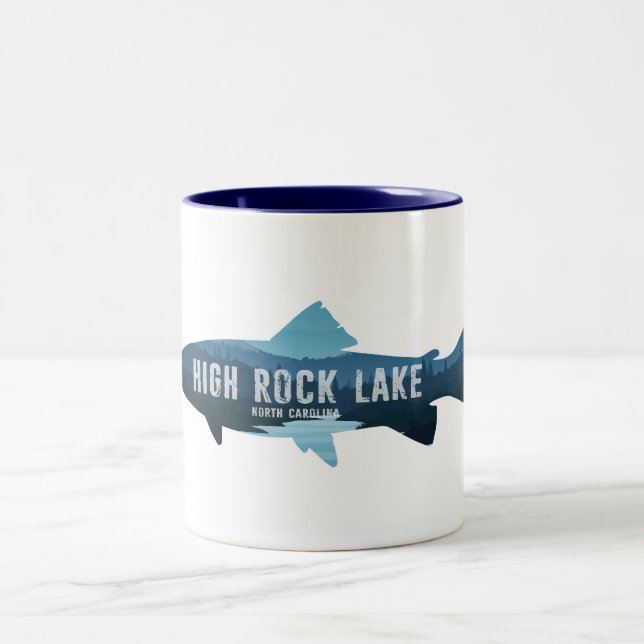 High Rock Lake North Carolina Fish Two-Tone Coffee Mug (Center)