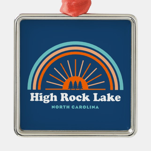 High Rock Lake North Carolina Rainbow Metal Ornament (Front)