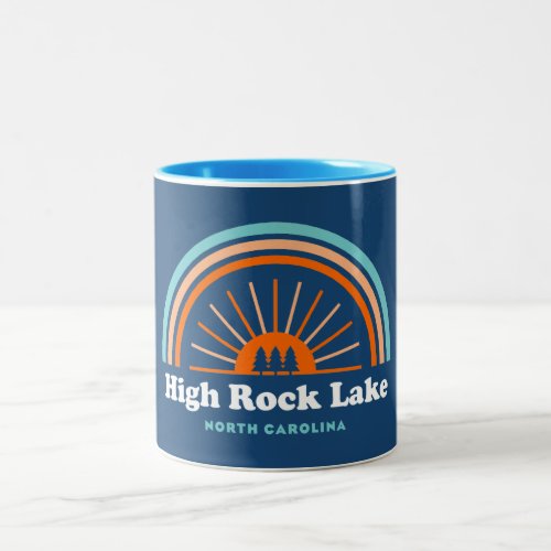 High Rock Lake North Carolina Rainbow Two_Tone Coffee Mug