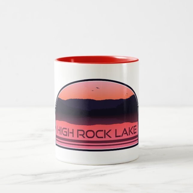 High Rock Lake North Carolina Red Sunrise Two-Tone Coffee Mug (Center)