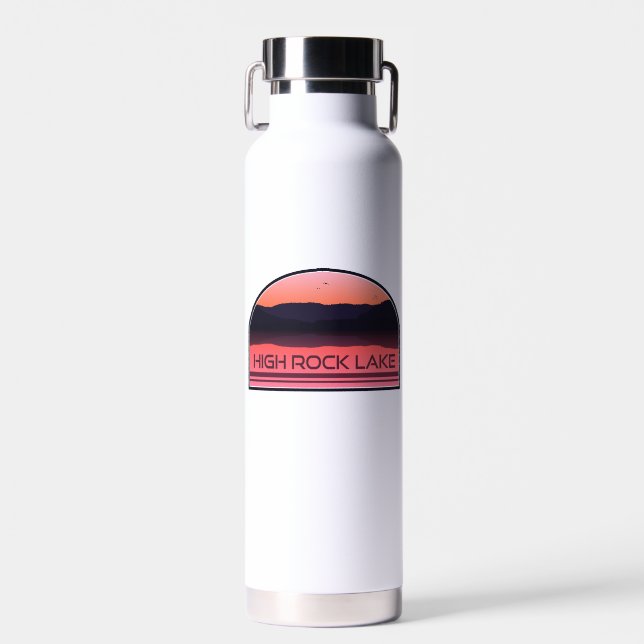 High Rock Lake North Carolina Red Sunrise Water Bottle (Front)