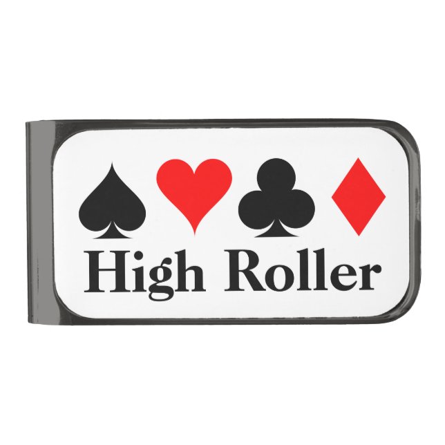 High Roller Vegas playing card suits money clip (Front)