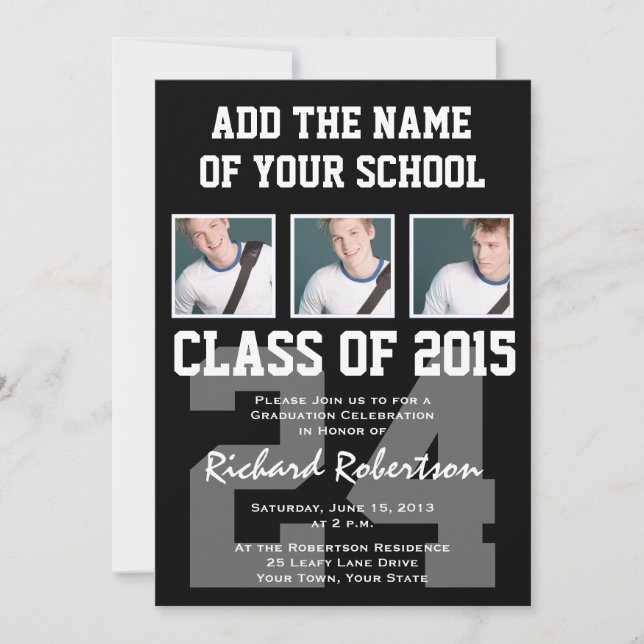 High School Athlete Graduation Class of 2015 Invitation (Front)
