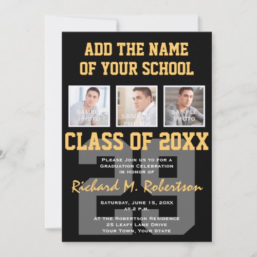 High School Athlete Team Colors Graduation Invitation