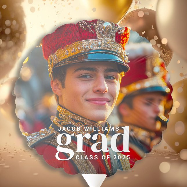 High School Band Modern 2 Photo Graduation Party Balloon (Creator Uploaded)