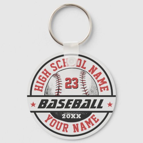 High School Baseball Player Personalized Sports Keychain