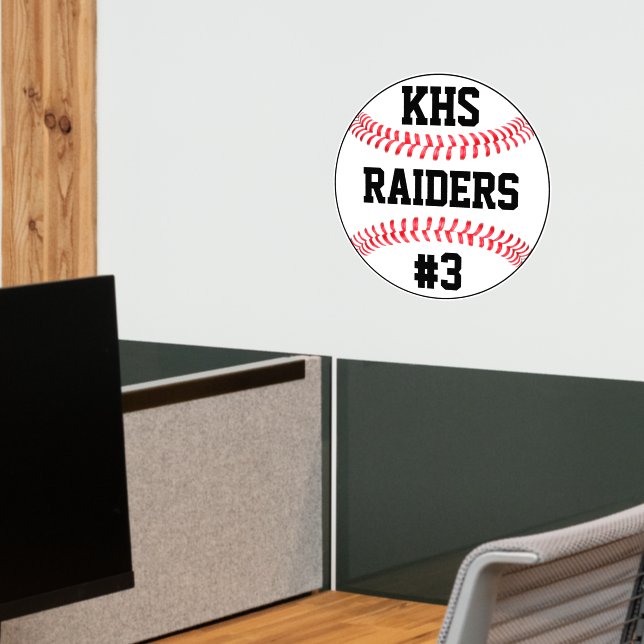High School Baseball Team, Player Name and Number Wall Decal (Office 2)
